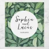 Whimsical Green Blätter Wedding Weinetikett (Einzelnes Label)