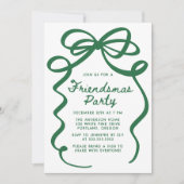 Whimsical Green Bow Friendsmas Christmas Party Einladung (Vorderseite)
