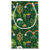 Whimsical Green Cartoon St. Patrick’s Day Pattern Kleine Geschenktüte (Rückseite)