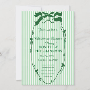 Whimsical Green Christmas Dinner Party Einladung