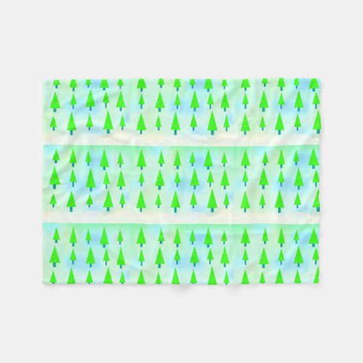 Whimsical Green Christmas Trees Fleece Blanket (Vorderseite (Horizontal))