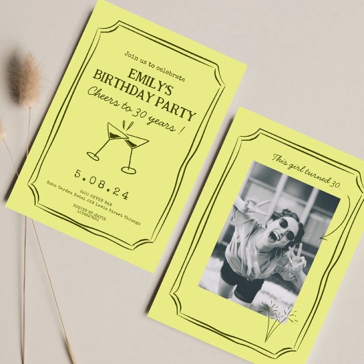 Whimsical Green Funky Cheers Beers 30. Geburtstag Einladung