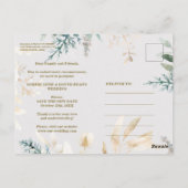 Whimsical Green Gold Änderung von Plänen Hochzeit Postkarte (Rückseite)