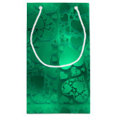 Whimsical Green Graphic Heart Pattern Design Kleine Geschenktüte (Rückseite)
