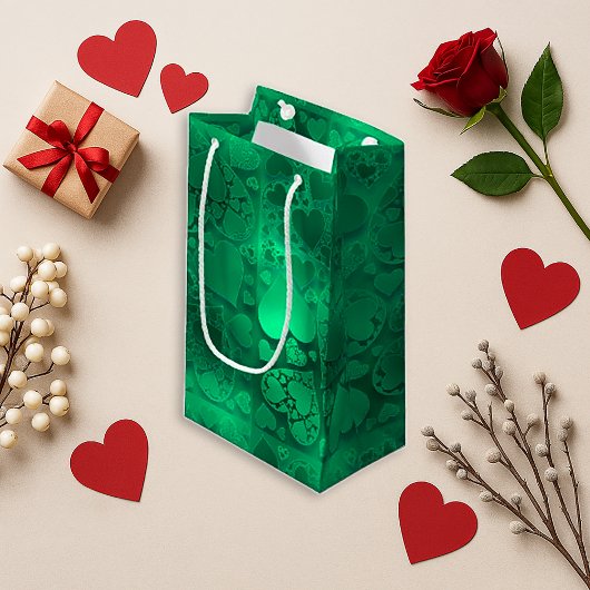 Whimsical Green Graphic Heart Pattern Design Kleine Geschenktüte