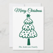 Whimsical Green Hand gezogen Weihnachtsbaum Feiertagskarte (Vorderseite)