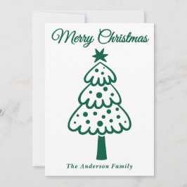 Whimsical Green Hand gezogen Weihnachtsbaum Feiertagskarte