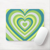Whimsical Green Heart Retro Valentine's Day Gift Mousepad (Mit Mouse)