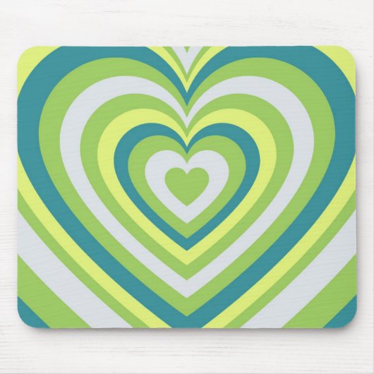 Whimsical Green Heart Retro Valentine's Day Gift Mousepad (Vorne)