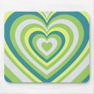 Whimsical Green Heart Retro Valentinstag Geschenk Mousepad