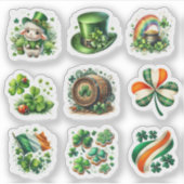Whimsical Green Irish Folk St. Patrick’s Day Set Aufkleber (Vorderseite)