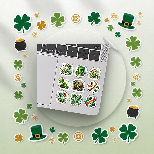 Whimsical Green Irish Folk St. Patrick’s Day Set Aufkleber