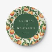 Whimsical Green Peach Illustration Pappteller (Vorderseite)