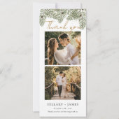Whimsical Green Pine Foto Strip Danke Karte (Vorderseite)