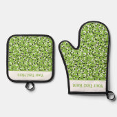 Whimsical Green Polka Dot Doodles Pattern Ofenhandschuh & Topflappen-Set (Vorderseite)