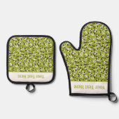 Whimsical Green Polka Dot Doodles Pattern Ofenhandschuh & Topflappen-Set (Vorderseite)