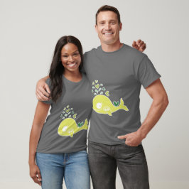 Whimsical Green Pregnant Whale mit zwei Babys T-Shirt