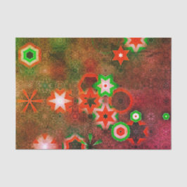 Whimsical Green Red Snowflake Mandala Starry Cool Seidenpapier