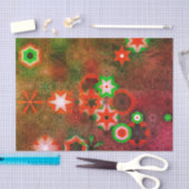 Whimsical Green Red Snowflake Mandala Starry Cool Seidenpapier (Handwerk)