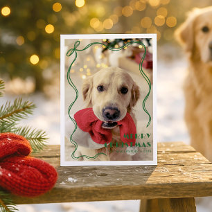 Whimsical Green Ribbon Pet Foto Frohe Weihnachten