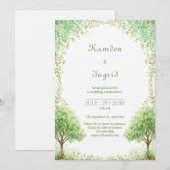 Whimsical Green Watercolor Tree Arch Wedding Einladung (Vorne/Hinten)