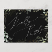 Whimsical Greenerity Black and Gold Wedding RSVP Postkarte (Vorderseite)