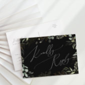 Whimsical Greenerity Black and Gold Wedding RSVP Postkarte