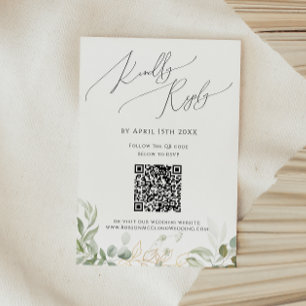 Whimsical Greenery and Gold QR Code RSVP Card Karte