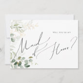 Whimsical Greenery and Gold Trauzeugin Card Einladung (Vorderseite)