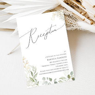 Whimsical Greenery and Gold Wedding Reception Card Begleitkarte