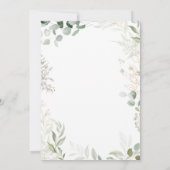 Whimsical Greenery and Gold Wreath Wedding Einladung (Rückseite)