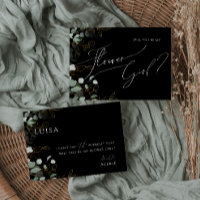 Whimsical Greenery Black and Gold Flower Girl Card