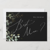 Whimsical Greenery Black and Gold Trauzeuge Card Einladung (Vorderseite)