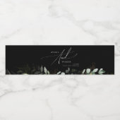 Whimsical Greenery Black and Gold | Wasserflaschenetikett (Einzelnes Label)