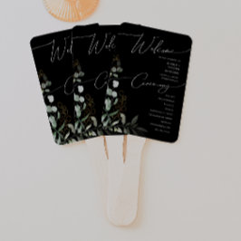 Whimsical Greenery Black and Gold Wedding Programm Fächer