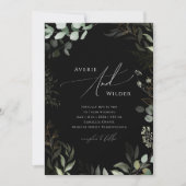 Whimsical Greenery Black Gold Foto Lässig Hochzeit Einladung (Vorderseite)