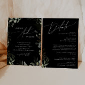 Whimsical Greenery Black Gold in einer Hochzeit Einladung