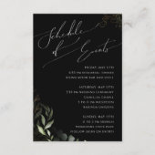 Whimsical Greenery Black & Gold Veranstaltungskale Begleitkarte (Vorderseite)