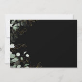 Whimsical Greenery Black Horizontal Brautparty Einladung (Rückseite)