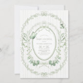 Whimsical Greenery Frame Vintage Baby Shower Einladung (Vorderseite)