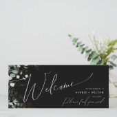 Whimsical Greenery Gold Black Seating Chart Header (Stehend Vorderseite)