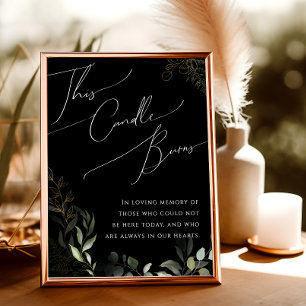 Whimsical Greenery Gold Black This Candle Burns Poster