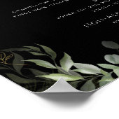 Whimsical Greenery Gold Black Wedding Drinks Menü Poster (Ecke)
