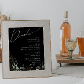 Whimsical Greenery Gold Black Wedding Drinks Menü Poster