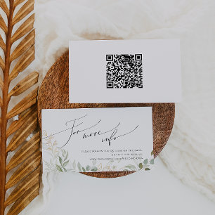 Whimsical Greenery Gold QR Code Hochzeitswebsite Begleitkarte