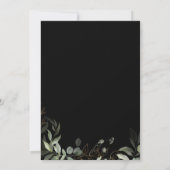 Whimsical Greenery Gold | Schwarze Hochzeit Einladung (Rückseite)