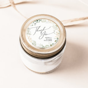 Whimsical Greenery Gold Vielen Dank Gastgeschenk H Runder Aufkleber