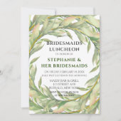Whimsical Greenery Golden Bridesmaids Einladung (Vorderseite)