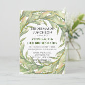 Whimsical Greenery Golden Bridesmaids Einladung (Stehend Vorderseite)