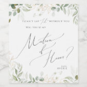 Whimsical Greenery | Matron of Honorar Vorschlag Weinetikett (Einzelnes Label)